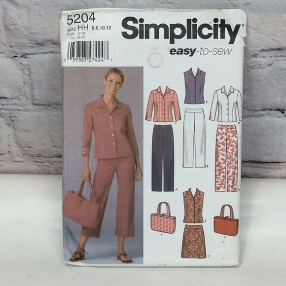 Simplicity Sewing Pattern 5204 Sizes 6-12 Vest Pants Shirt Skirt Tote Uncut - Picture 1 of 6